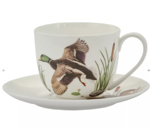 Filiżanka z spodkiem 1+1 kaczka komplet porcelana 280 ml