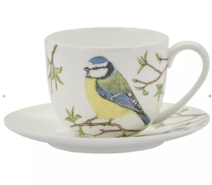 Filiżanka z spodkiem 1+1 modraszka komplet porcelana 280 ml