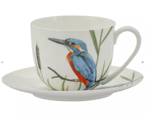 Filiżanka z spodkiem 1+1 zimorodek komplet porcelana 280 ml