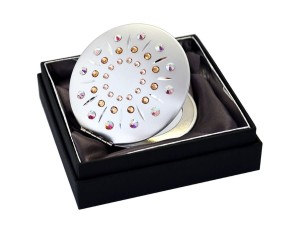 Lusterko kosmetyczne kieszonkowe ,,Grace Kelly AB Peach" Swarovski crystals