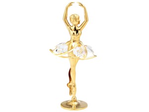 Figurka baletnica złota dekoracja glamour z kryształem