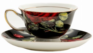 FILIŻANKA 200 ML ZE SPODKIEM 15 CM PORCELANA KWIATY