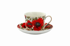 FILIŻANKA 400 ML ZE SPODKIEM PORCELANA KWIATY