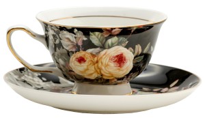 FILIŻANKA 200 ML ZE SPODKIEM 15 CM PORCELANA KWIATY