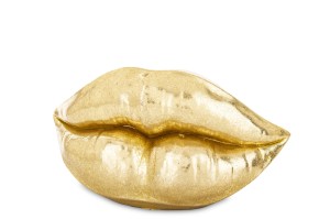 Dekoracja usta złota do wnętrz do salonu glamour mała