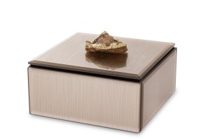 SZKLANA SZKATUŁKA SZAMPAŃSKA NA BIŻUTERIĘ KASETKA GLAMOUR ZŁOTY AGAT