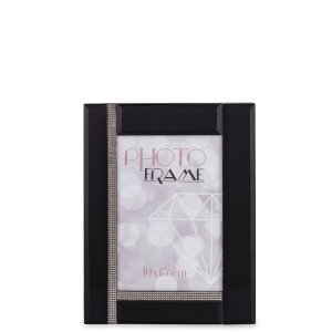 RAMKA NA ZDJĘCIA GLAMOUR CZARNA Z KRYSZTAŁKAMI SZKLANA 10 x 15 cm