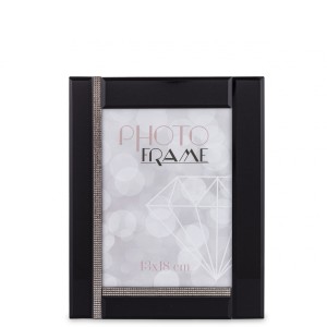 RAMKA NA ZDJĘCIA GLAMOUR CZARNA Z KRYSZTAŁKAMI SZKLANA 13 x 18 cm