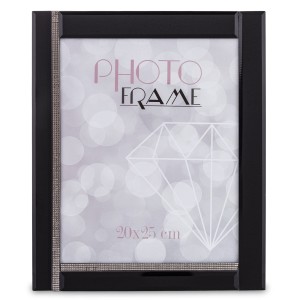 RAMKA NA ZDJĘCIA GLAMOUR CZARNA Z KRYSZTAŁKAMI SZKLANA 20 x 25 cm
