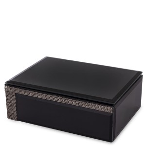 SZKLANA SZKATUŁKA CZARNA NA BIŻUTERIĘ KASETKA GLAMOUR Z KRYSZTAŁKAMI