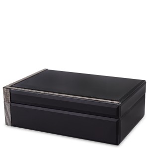 SZKLANA SZKATUŁKA CZARNA NA BIŻUTERIĘ KASETKA GLAMOUR Z KRYSZTAŁKAMI