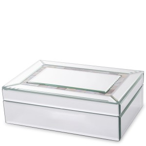 SZKLANA SZKATUŁKA PERŁOWA NA BIŻUTERIĘ KASETKA GLAMOUR SREBRNA