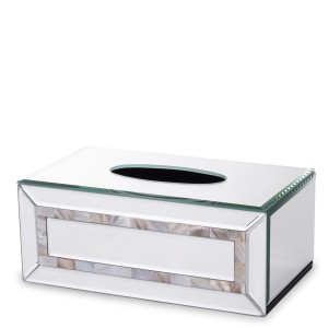 Chustecznik pudełko podajnik na chusteczki perłowy srebrny szklany