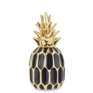 Ceramiczna dekoracja ananas czarny złoty prezent