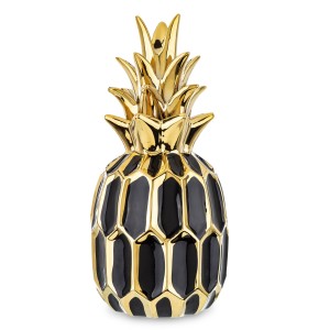 Ceramiczna dekoracja ananas czarny złoty prezent