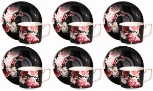 Filiżanki Baron 6+6 komplet kawa herbata porcelanowe 250 ml prezent