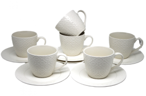 Filiżanki 6+6 komplet 200 ml na prezent komplet porcelany kawa herbata 