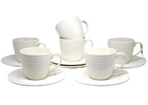 Filiżanki 6+6 komplet 200 ml na prezent komplet porcelany kawa herbata