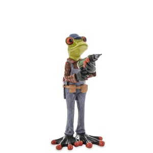 Figurka żaba żabka zielona budowlaniec majster robotnik dekoracja ozdoba