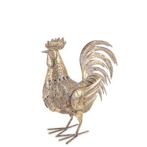 Figurka kura kogucik figura na prezent dekoracja metalowa złota