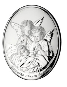 Obrazek Srebrny Obraz Anioł Stróż Chrzest Pamiątka Chrztu Św