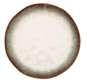 Talerz ceramiczny obiadowy 26 cm duży Boho retro krem brąz biel