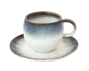 Filiżanka ceramiczną z podstawką 120ml Boho retro krem biel błękit niebieski