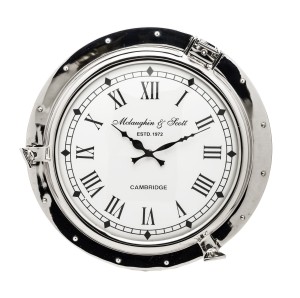 Zegar ścienny srebrny biała tarcza wiszący retro metalowy retro W Bulaju