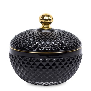 Pojemnik dekoracyjny szklany czarny złoty pojemnik waciki kosmetyczne