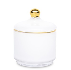 Pojemnik dekoracyjny szklany biały złoty pojemnik waciki kosmetyczne