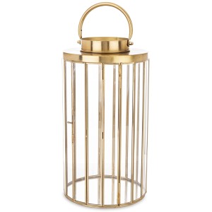 Lampion złoty metalowy latarnia złota szkło dekoracja