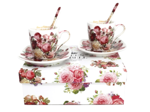 Komplet Espresso Dla Dwojga Łyżeczki 2+2+2 Kwiaty 80 ml