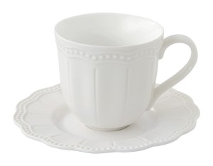 Filiżanka ze spodkiem porcelanowa biała do kawy elegancka 250ml