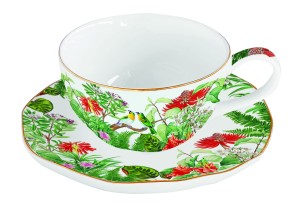 Filiżanka ze spodkiem porcelanowa egzotyczna kolorowa 250ml na prezent