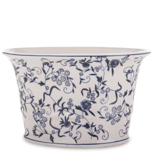 Wazon doniczka biała niebieska osłonka dekoracja stylowa porcelanowa