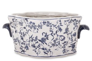 Wazon doniczka biała niebieska osłonka dekoracja stylowa porcelanowa