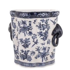 Wazon doniczka biała niebieska osłonka dekoracja stylowa porcelanowa
