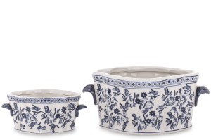 2 szt komplet Wazon doniczka biała osłonka dekoracja stylowa porcelanowa