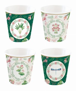 Czarki 100ml 4x naczynia porcelanowe do herbaty minimalizm kwiaty kolorowe