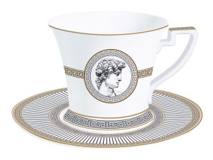 Filiżanka 350ml + spodek motyw Versace włoska biała elegancka na prezent