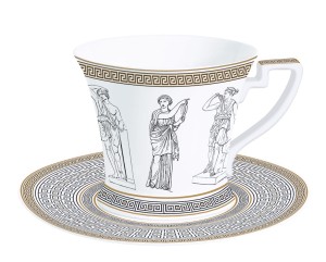 Filiżanka 200ml + spodek motyw Versace włoska biała elegancka na prezent