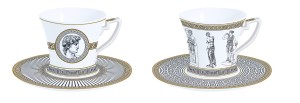 Filiżanki dla dwojga 80ml + spodek motyw Versace włoska biała na prezent