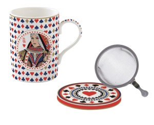 Elegancki Kubek 350 ml z zaparzaczem motyw kart królowa na prezent 350ml