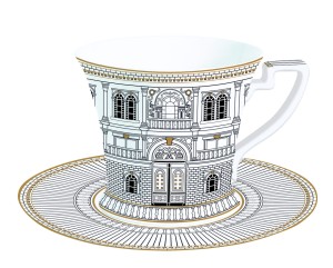 Filiżanka 200ml + spodek biała elegancka na prezent