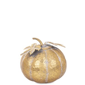 Dekoracja złota dynia metalowa złota ozdobna figura jesień Halloween