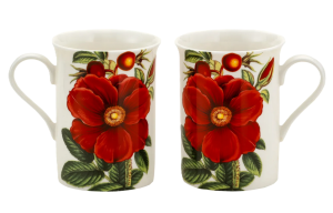 Dwa kubki porcelanowe zestaw 2 sztuk kubek kwiaty róże komplet prezent