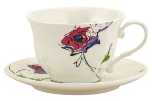 1 SZT FILIŻANKA BONE CHINA PORCELANA DELIKATNY WZÓR KWIATY MINIMALIZM