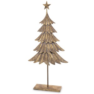 Dekoracja Metalowa Choinka Złota Wysoka 97 cm Świąteczna Retro Święta
