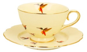 KOLIBRY FILIŻANKA ZE SPODKIEM 1+1 260ml ECRU DELIKATNA NA PREZENT