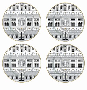 4x Talerz talerzyk 19 cm deserowy motyw Versace włoska biała komplet